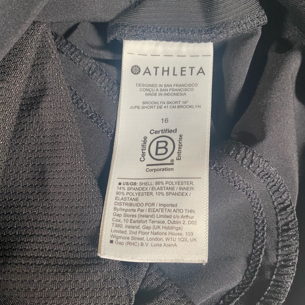 Athleta Black Skort Skirt Black Zip Pocket Size 16 - Picture 6 of 8